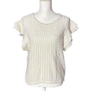 Gap Crochet Sweater Size Extra Large White Ruffles Preppy School Girl Neutral